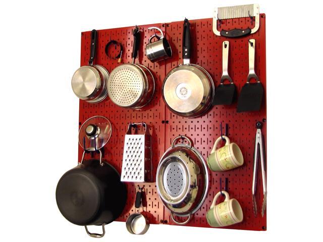 Wall Control Kitchen Pegboard Organizer Pots And Pans Pegboard Wall Organization Set With Red Pegboard And Blue Accessories