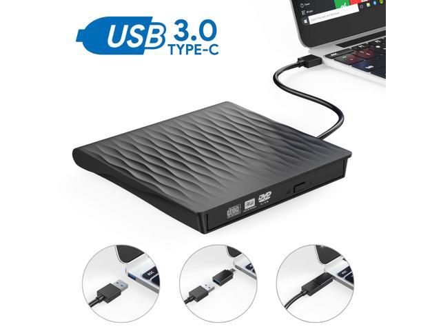 Wanmingtek External CD DVD Drive USB 30 Type-C Portable CD/DVD ROM +/-RW Optical Drive Player Reader Writer Burner for Windows 10/8/7 Linux Mac