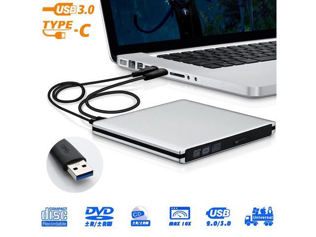 Wanmingtek Aluminum External CD DVD Drive Portable CD/DVD ROM +/-RW Optical Drive Player Reader Writer Burner for Windows 10/8/7 Linux Mac Laptop