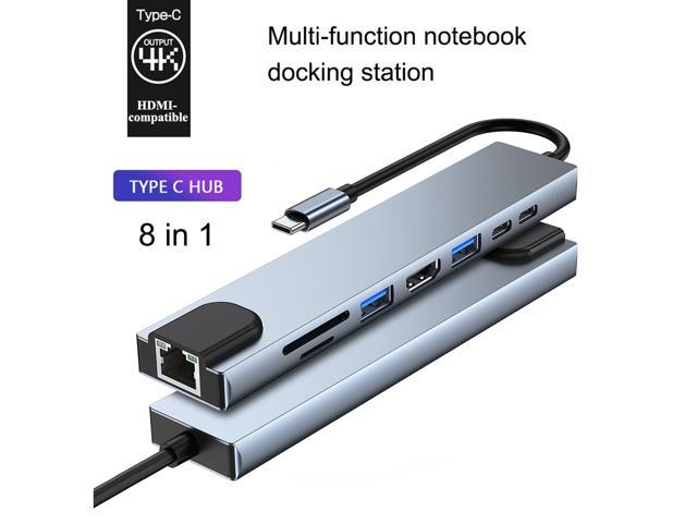 USB C Hub Type-C 3.1 to 4K HDMI-Compatible RJ45 USB SD/TF Card Reader PD  Fast Charge 8-in-1 USB Dock For MacBook Air Pro PC HUB