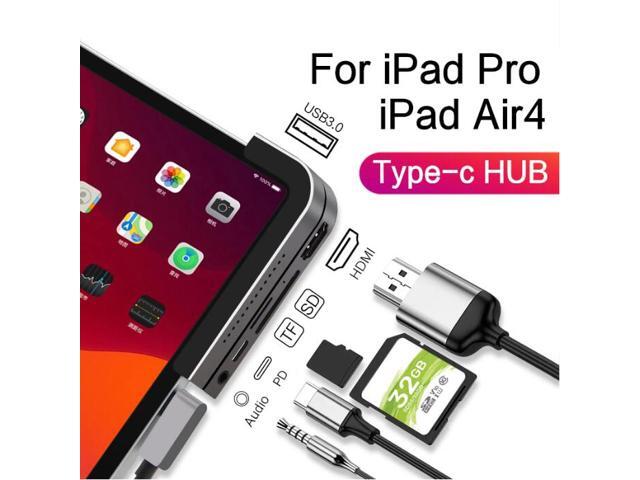 iPad Pro USB C Hub 6-in-1 Adapter for iPad Pro 2021 2020 2018 129/11 inch iPad Air 4 Docking Station with 4K HDMI USB-C PD Charging SD/Micro