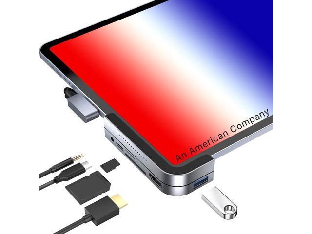 USB C HUB for iPad Pro 11/129' 2020 2018Adapter for iPad Air 4 6 in 1 iPad Pro Hub with 4K HDMI35mm Headphone Jack USB30 Ports USB C PD