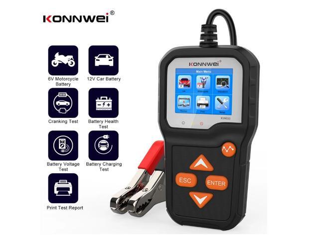 KW650 6V 12V Car Battery Tester Automotive 100-2000 CCA Battery Load Tester Auto Cranking and Charging System Test Scan Tool Digital Battery