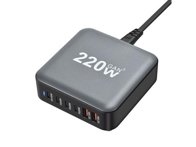 NeweggBusiness - Jansicotek 220W USB Type C Charging Station Hub, 6-Port USB  Desk Charger, 220 Watt GaN III Fast Charger GaN Tech Laptop USB C Power  Adapter Block Compatible for All Phones