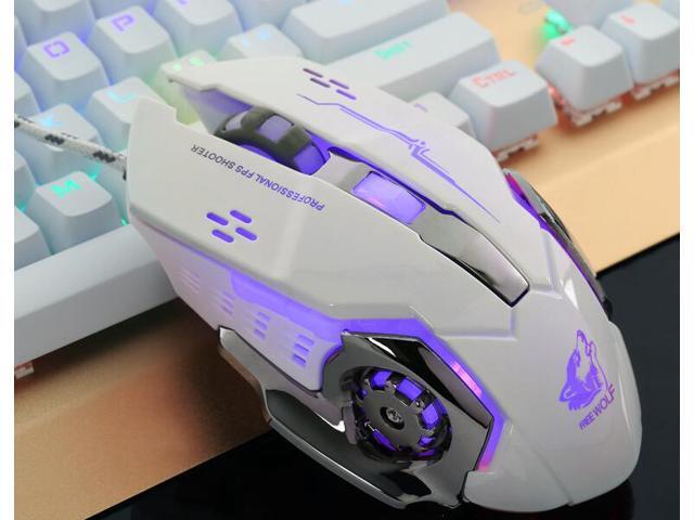 Wanmingtek Wired Gaming Mouse 4000 DPI Metal Base Gaming Mouse Mice for PC Laptop Cuomputer Macbook Gamer White