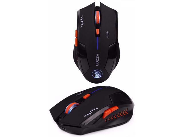 Wanmingtek Rechargeable Wireless Mouse Slient Button Computer Gaming 2400DPI Built-in Battery with Charging Cable For PC Laptop Black