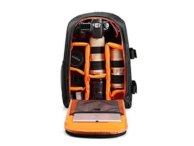 Wanmingtek Upgrade Waterproof Digital DSLR Photo Padded Backpack w/ Rain Cover Laotop 156' Multi-functional Camera Soft Bag Video Case