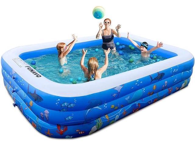 NeweggBusiness - FUNAVO Inflatable Swimming Pools 100 X71 X22 Family  Swimming Pool - BLUE
