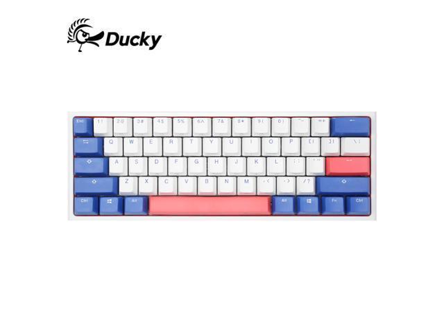 Ducky One 2 Bon Voyage Edition All Non-conflicting 61Keys Cherry MX Brown Mechanical White Backlit Gaming Keyboard PBT Keycaps- BlueWhiteRed
