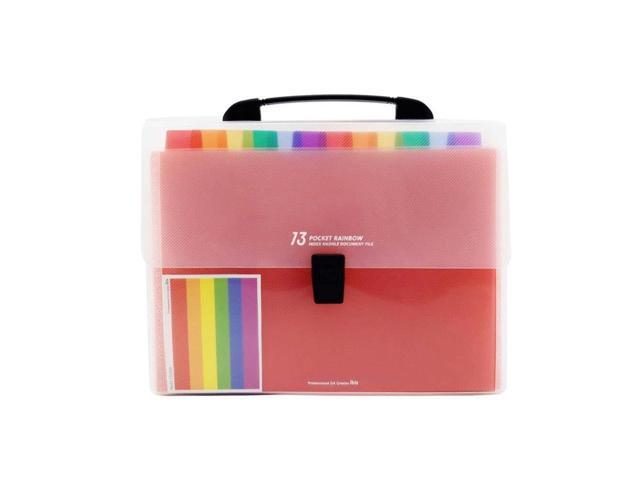 13 Pockets Plastic Expanding Accordion Folders Letter Size Portable Document Holder A4 File Organizer