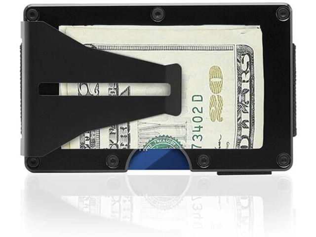 Grid Ultra-Slim Front Pocket Wallet with Wireless Theft Protection Holds up to 12 Cards Black Aluminum