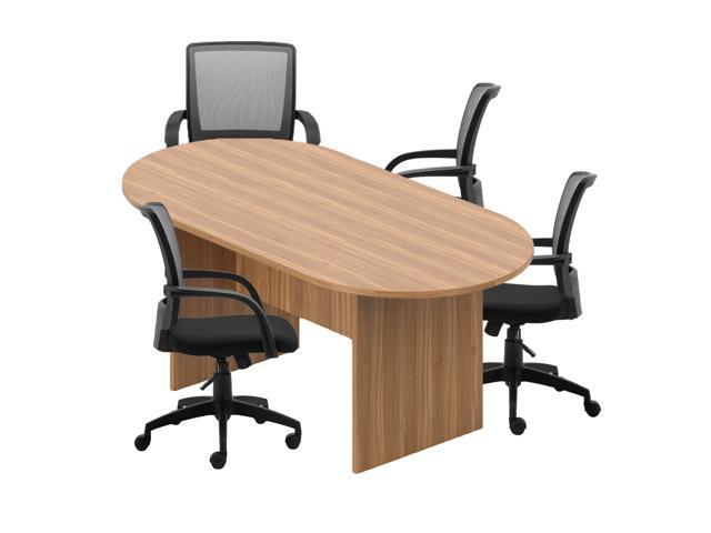 GOF 6 FT Conference Table with 4 chairs Walnut (5-Piece Table Set)