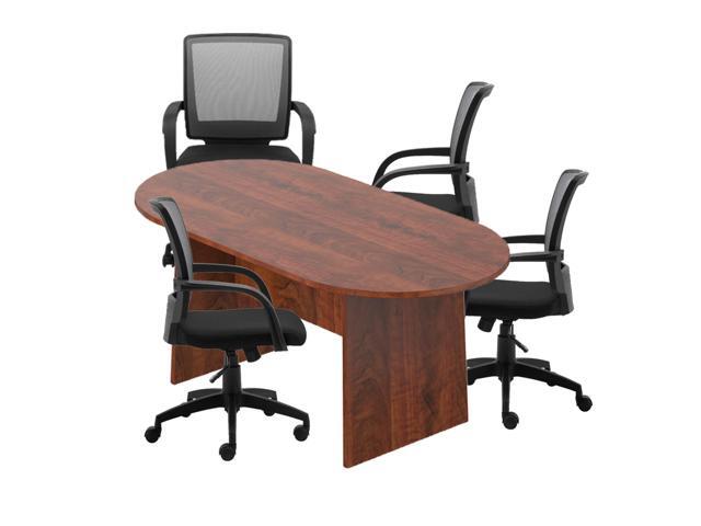 GOF 6 FT Conference Table with 4 chairs Dark Cherry (5-Piece Table Set)