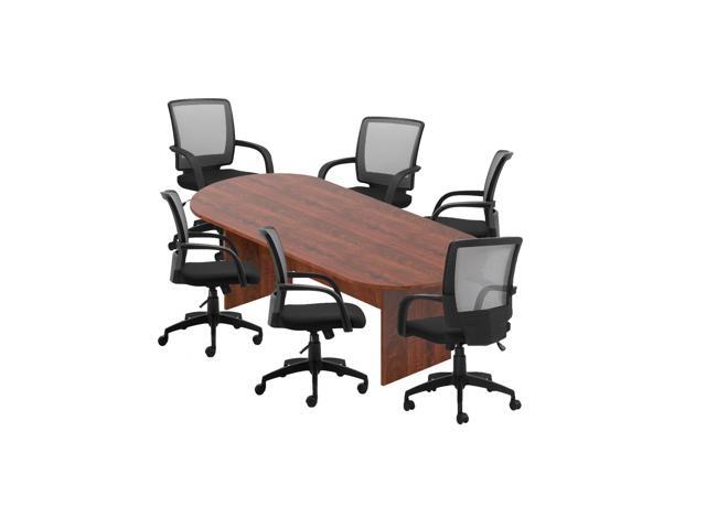 GOF 8 FT Conference Table with 6 chairs Dark Cherry (7-Piece Table Set)