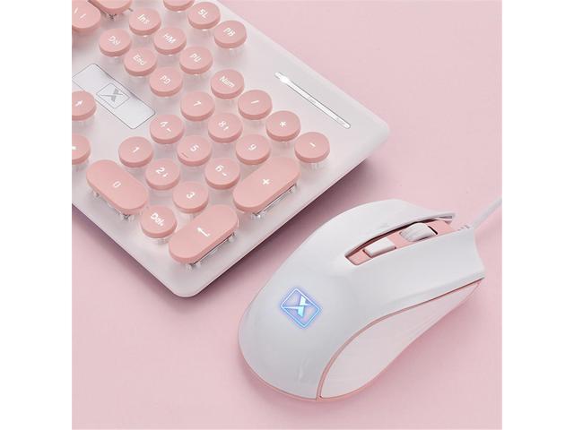 N518 Keyboard Mouse Kit Wired Steampunk Vintage Gaming With Round Key Cap Multimedia Button Keyboard Mouse Set