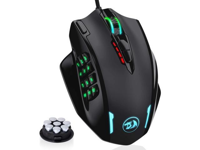 Redragon M908 Impact RGB Gaming Mouse 12400 DPI Wired Laser MMO Mouse with High Precision Actuation 12 Macro Side Buttons and 168 Million