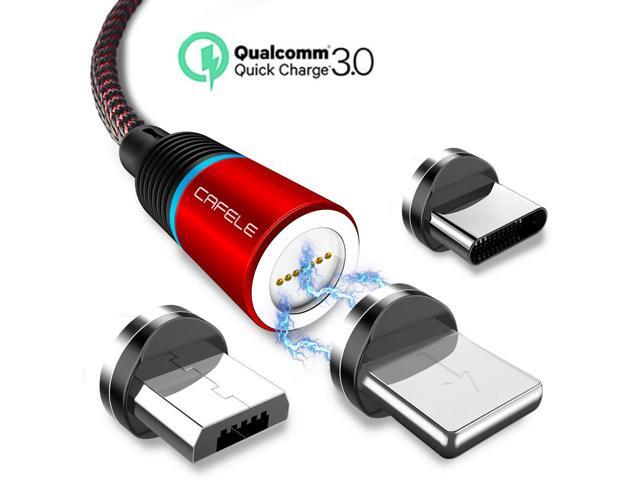QC30 Fast Charging Magnetic Charging Cable (1 Pack 66ft)CAFELE 3-in-1 Nylon Braided Fast Charging Cord Compatible with Micro USB Type C