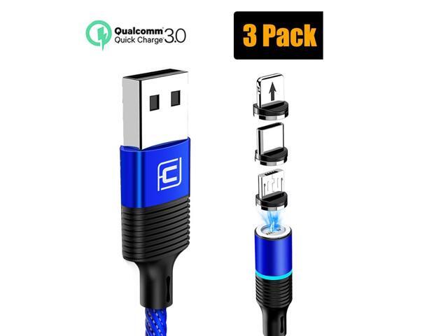 Magnetic Cable 3 in 1 USB C Micro USB Android Charging Cable Type C Fast Phone Charger Compatible with i-Product Phone X Xs 8 8 Plus 7 6s 5s