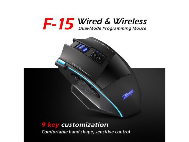 ESTONE F15 24G Wireless Portable Mobile Mouse Optical Mice with USB Receiver 5 Adjustable 4800DPI Levels 9 Buttons for Notebook PC Computer