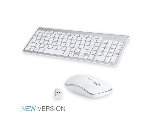 Wireless Keyboard and Mouse Combo E168 24GHz Full-Size Compact Wireless Mouse Keyboard with Number Pad for Laptop/PC- Round Keycaps (White)