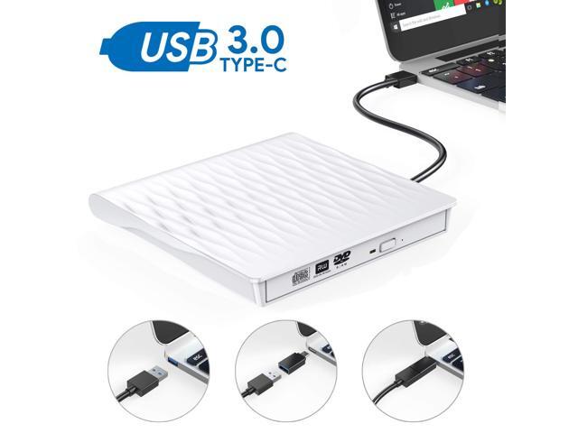 ESTONE External CD DVD Drive USB 30 Type-C Portable DVD/CD ROM +/-RW Drive Burner Rewriter for Windows 10 Laptop Desktop PC MacBook Pro/ Air