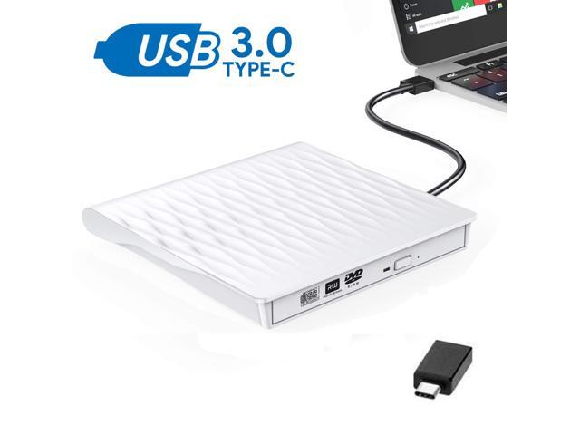 ESTONE External CD DVD Drive USB 30 Type-C Slim Portable DVD/CD ROM +/-RW Optical Drive Burner Writer for MacBook Pro/ Air iMac Windows/ Linux/