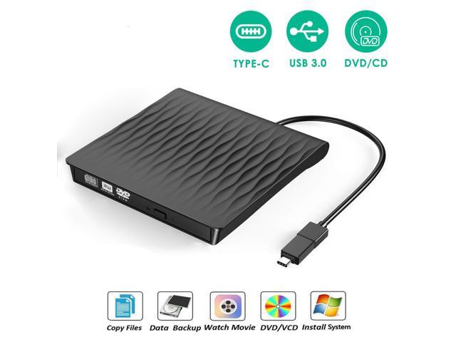 ESTONE External DVD Drive USB 30 Type-C CD DVD +/-RW Optical Drive USB C Burner Slim CD/DVD ROM Rewriter Writer Reader Portable for PC Laptop