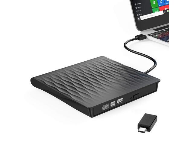 ESTONE External CD DVD Drive USB 30 Type-C Slim Portable DVD/CD ROM +/-RW Optical Drive Burner Writer for MacBook Pro/ Air iMac Windows/ Linux/