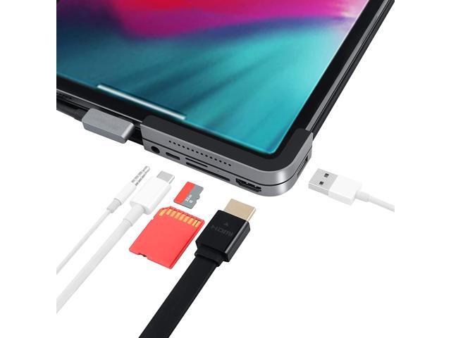 iPad Pro USB C Hub 6 in 1 Aluminum iPad Pro Dongle Docking Station for New iPad Pro 2018/2019/2020 4K HDMI USB-C PD Charging Micro/SD Card