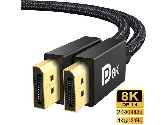 Displayport 1.4 to DP Cable 6ft 90 Degree Angled 8K@60Hz 4K@144Hz HDR High  Speed