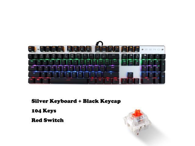 Mechanical Gaming Keyboard ESTONE 104 Keys Red Switch USB Wired Gaming Keyboard with LED Mix-light Anti-ghosting Blacklit for Gamer Tablet Desktop