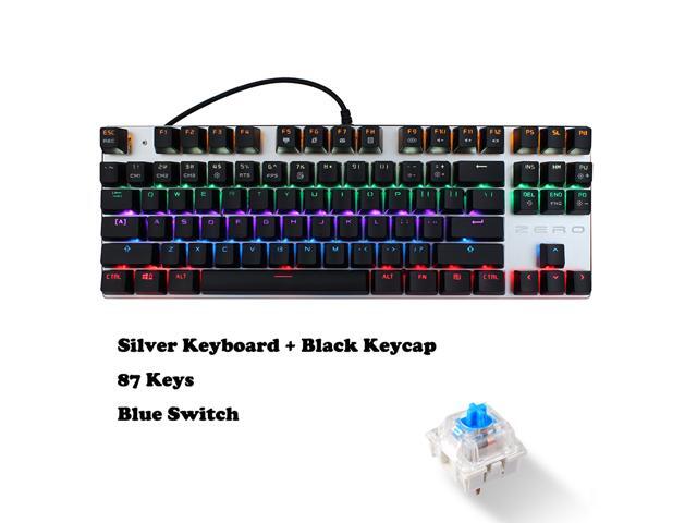 ESTONE Mechanical Gaming Keyboard 87 Keys Black Switch USB Wired Gaming Keyboard with LED Mix-light Anti-ghosting Blacklit for Gamer Tablet