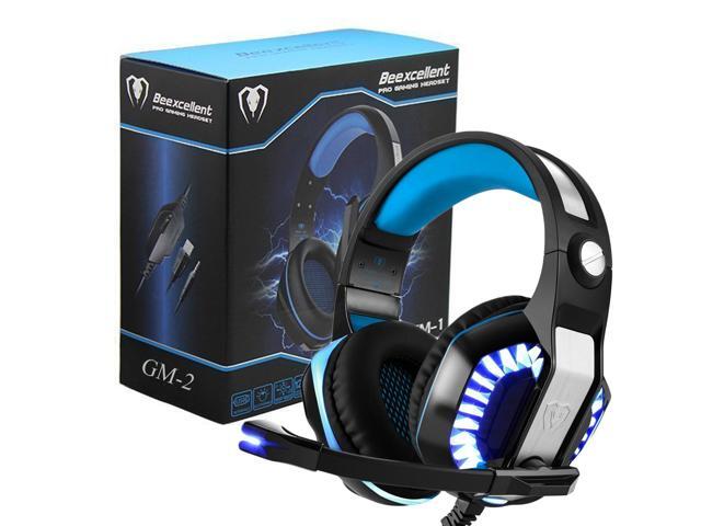 NeweggBusiness Beexcellent Gaming Headset Stereo Over Ear Gaming Headphones Noise Cancelling Wired PC Headset with Mic Bass Surround Volume Control LED Light for Playstation 4 Laptop Mac Computer Blac...