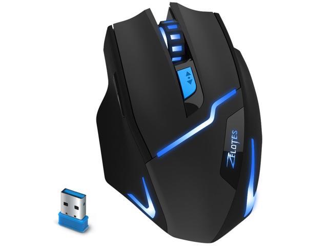 ZELOTES F-16 Professional 24G Wireless Optical Computer Gaming Mouse with USB Receiver 2400DPI 3 DPI Adjustment Levels 6 Buttons-Black