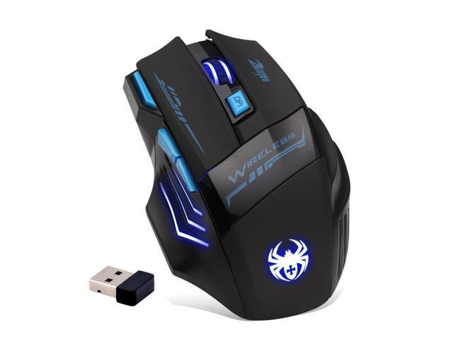 ZELOTES Professional LED Optical 2400 DPI 7 Button USB 24G Wireless Gaming Mouse Mice for Gamer (Black)