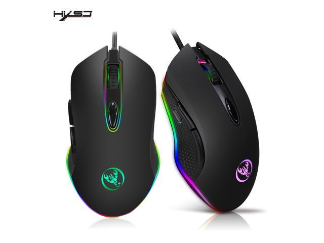 HXSJ S500 Optical Laser Wired Gaming Mouse RGB Spectrum Backlit Ergonomic Mouse Programmable with 7 backlight modes up to 4800 DPI for Windows PC