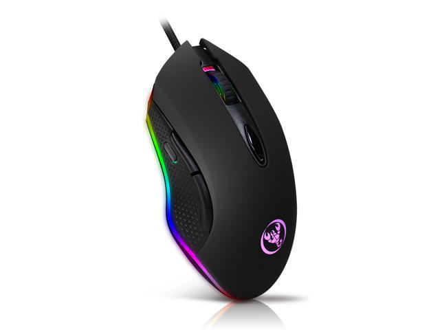 HXSJ S500 Gaming Mouse - Wired Ergonomic Gamer USB Computer Mice Chroma RGB [4800 DPI] [Programmable Buttons] Ambidextrous Ergonomic for Desktop