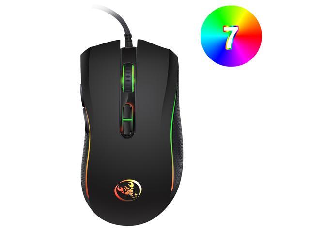 HXSJ A869 USB Wired 3200DPI 7 Button 7 Color LED Optical Computer Player Gaming Mouse