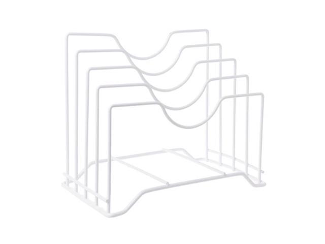 Iron Place Pot Lid Shelf Holder Storage Tool For Kitchen Organizer Goods Pan Cover Rack Stand Spoon Kitchen Accessory White