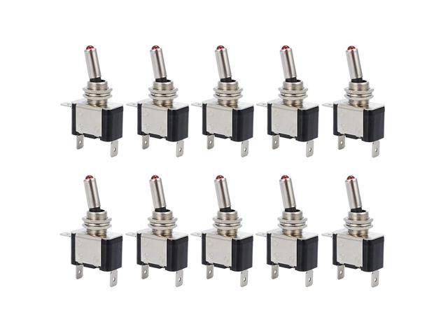 10PCS 12V 20A LED Light Rocker Toggle Switch ON/OFF Toggle SPST Switch with Red Color for Car Truck Boat ATV