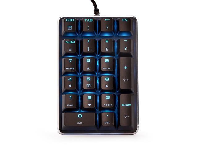 Mechanical Numeric Keypad GATERON Red Switch Wired Ice Blue Backlight Gaming Keypad 21 keys Mini Numpad Portable Keypad Extended layout Black