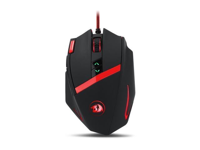 Redragon M801 Mammoth 16400 DPI Programmable Laser Gaming Mouse for PC 9 Programmable Buttons 5 User Profiles Weight Tuning Omron Switches Black