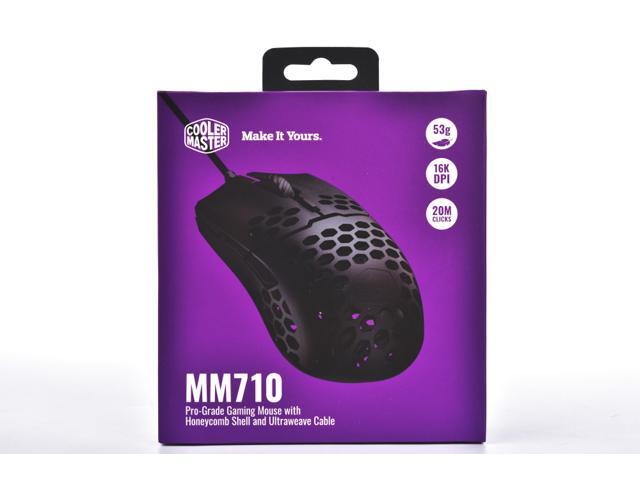 Cooler Master MM710 Pro-Grade Gaming Mouse (Matte Black) - 53g Lightweight Honeycomb Shell Ultralight Ultraweave Cable Pixart 3389 16000 DPI