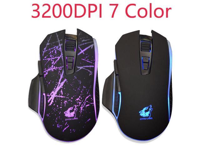 3200DPI 7 Color Wired Metal Panel USB RGB LED Backlit Pro Gaming Mouse Mice