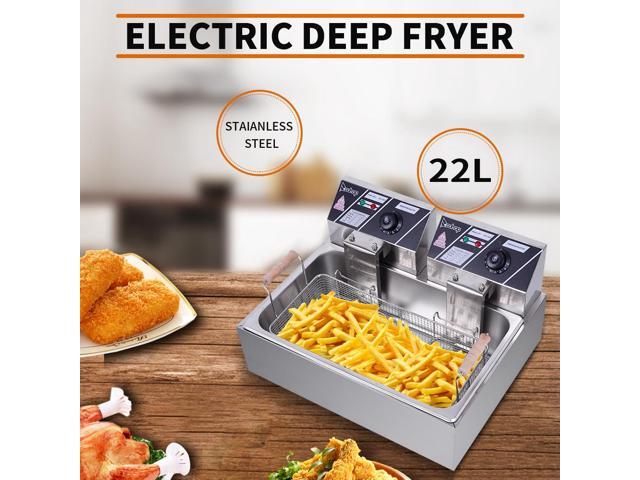 22L Electric Deep Fryer Large Tank Commercial Restaurant Stainless Steel 5000W