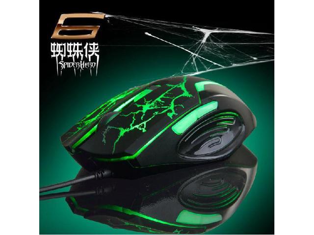Ajazz 8D 2400DPI The Spider Man 6 Green Led 6 Buttons Optical Usb Gaming Mouse