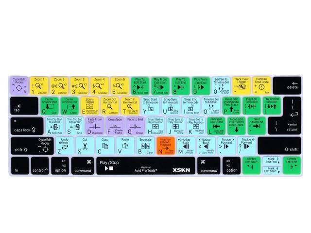 XSKN Avid Pro Tools English Shortcut Keyboard Skin for 2016 Touch Bar MacBook Pro 13 (A1706) & MacBook Pro 15 (A1707) Silicone Cover US EU Layout
