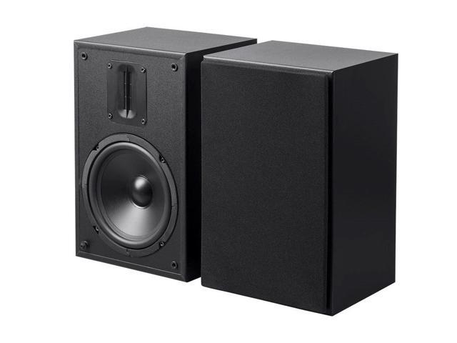 Monoprice 65in and Ribbon Tweeter 2-Way Bookshelf Speakers (Pair) Black