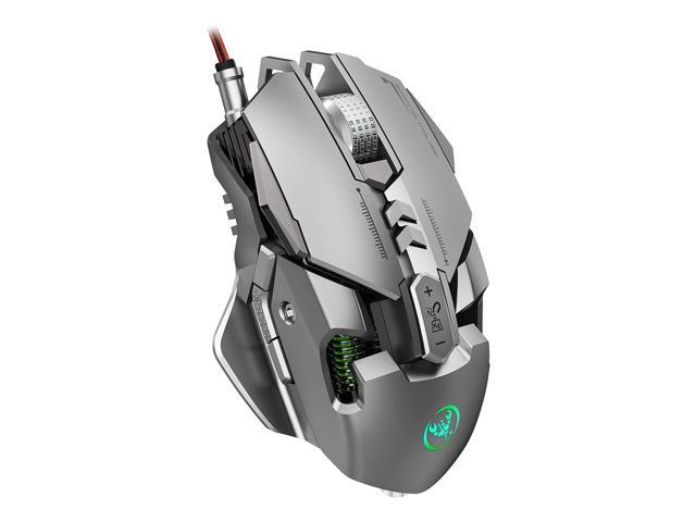 HXSJ J800 6400DPI 7 Keys Adjustable RGB Light Mechanical Gaming Mouse (Silver Grey)