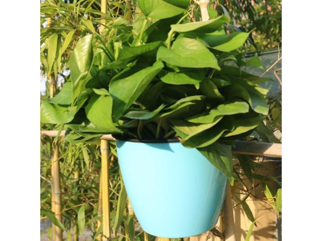 Self-Watering Planter Grow Plants Lazy Flower Pots Wall-hanging Round Resin Plastic Flower Pots Size: 11x8x105cm(Blue)